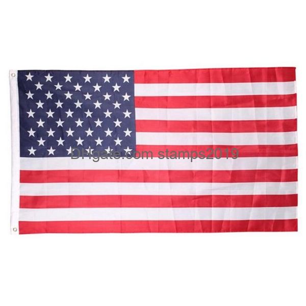Bandiere Banner 90X150Cm Usa Bandiera Americana Giardino Ufficio 3X5 Ft Stelle a Strisce di Alta Qualità Poliestere Robusto DBC Drop Delivery Home Fest Dhjbk