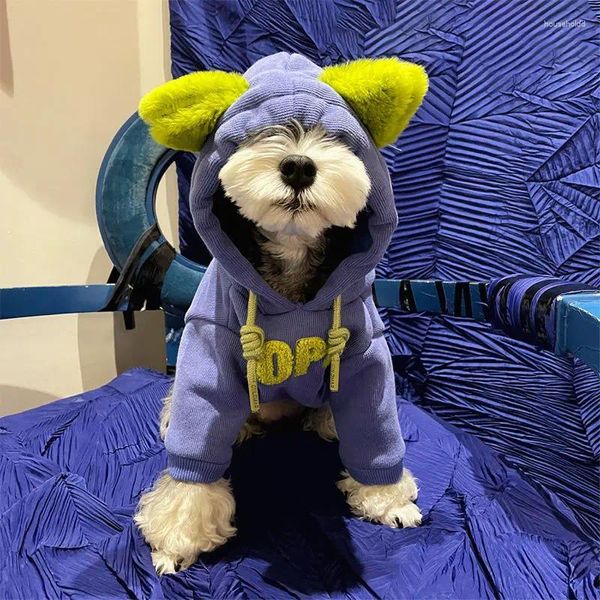 Abbigliamento per cani Abbigliamento Autunno e inverno Schnauzer Bichon Teddy Cani di piccola taglia media Gatti Plus Maglione con cappuccio caldo in velluto Bulldog