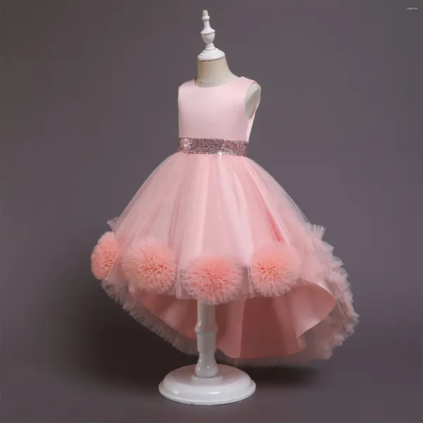 Sahne Giyim Kızlar Noel Elbise Zarif Prenses Elbise Düğün Çiçek aplikeler Çocuklar İşlemeli Boncuk Partisi Etkinlikleri