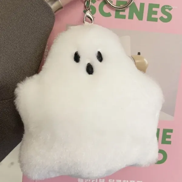 Portachiavi 1-2 pezzi Portachiavi fantasma bianco Piccolo divertente ciondolo per borsa da scuola Simpatico peluche appeso Portachiavi creativo per coppia di bambole Regalo per bambini