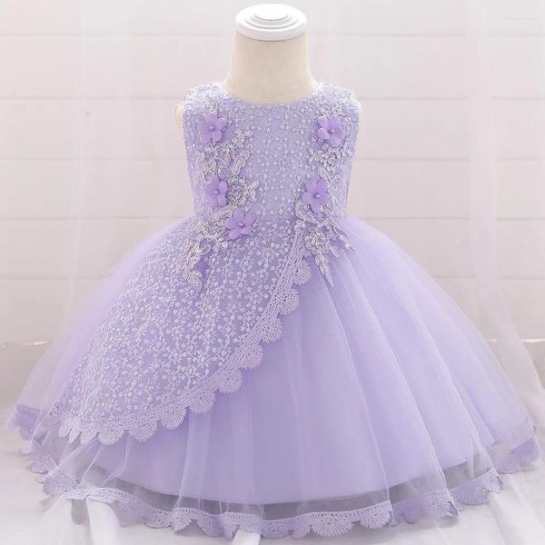 Vestidos de menina infantil bebê meninas flor po vestidos de batismo nascido roupas de batismo princesa rendas arrastando 1º aniversário vestido