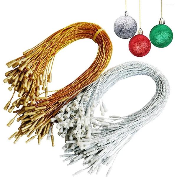 Decorações de natal enfeites cabide corda prata ouro fita ornamento gancho cordas pré-cortadas com fechos de bloqueio para o natal