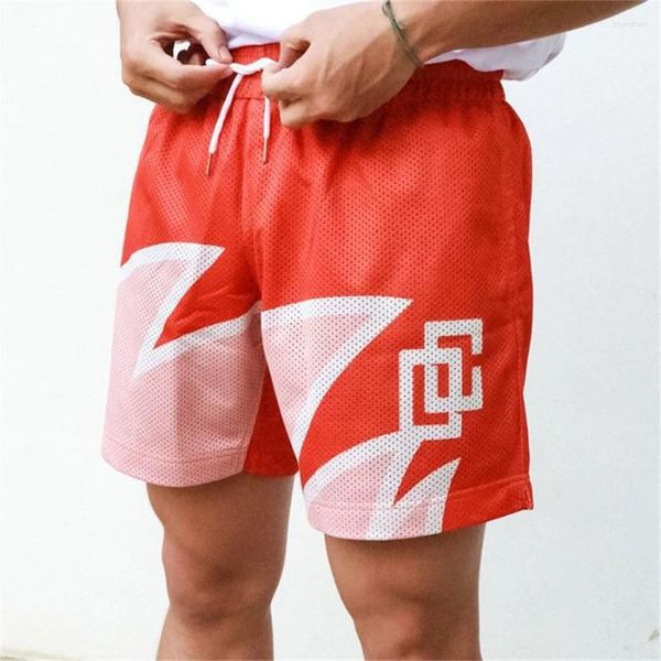 Shorts masculinos de malha esportiva, verão, basquete, fitness, corrida, respirável, calças curtas soltas, treinamento muscular, bermuda masculina