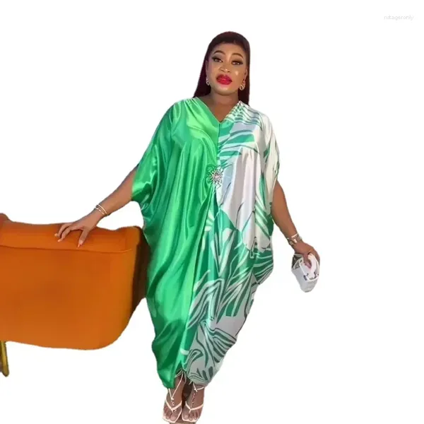 Abbigliamento etnico Nigeria Donna Caftano Abito Abiti africani per le donne 2024 Stampa tradizionale Abaya Musulman Boubou Robe Africaine Femme