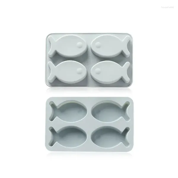 Moldes de cozimento 4 buracos forma de peixe bonito molde de chocolate para diy fazer pastelaria doces bolo ferramenta de decoração de silicone