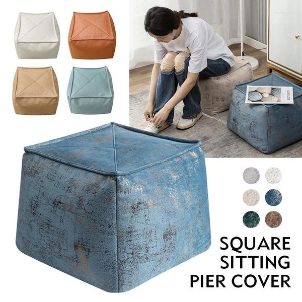 Yastık Fas Deri Pouf Japon Futon Sit Pier Cover Cover Beyiş Pencere Yatak Odası Ev Kare Kanep