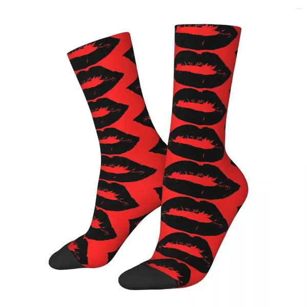 Herrensocken rötlich schwarz sexy Lippen männlich Herren Damen Sommerstrümpfe Hip Hop