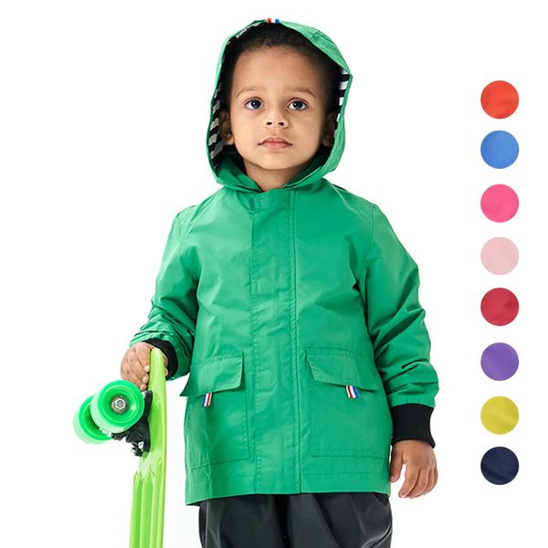 От 3 до 12 лет Детские куртки для мальчиков и девочек с капюшоном, весенне-осенняя верхняя одежда, непромокаемая детская куртка от дождя, спортивная одежда, ветровка на хлопковой подкладке 240122