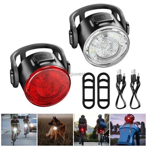 Altri accessori di illuminazione Fanale posteriore per bicicletta ricaricabile tramite USB rosso / bianco Lampada per bicicletta anteriore 6 modalità Avvertimento per bici Luce posteriore di sicurezza Luce per bici da guida notturna YQ240205