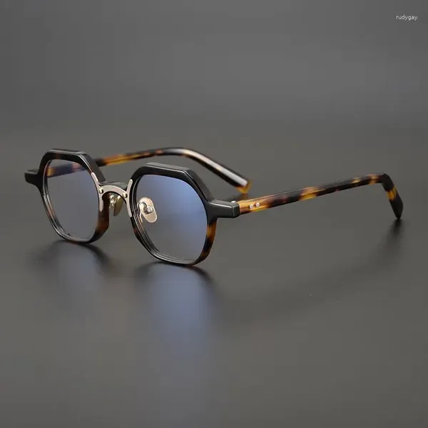 Sonnenbrillenrahmen Japanische hochwertige Acetat-Brillenrahmen Männer Frauen Persönlichkeit Quadratische Brillen Klare Linse Verschreibungspflichtige Brillen Oculos