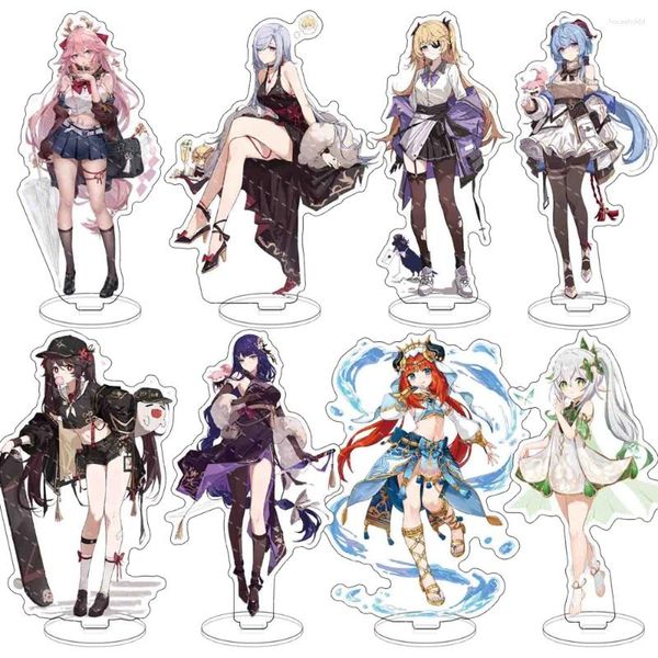 Portachiavi Gioco Genshin Impact Stand Modello Ganyu Yae Miko Baal Cyno Nilou Hutao Shenhe Nahida Cosplay Acrilico Sexy Collezione di moda Decor