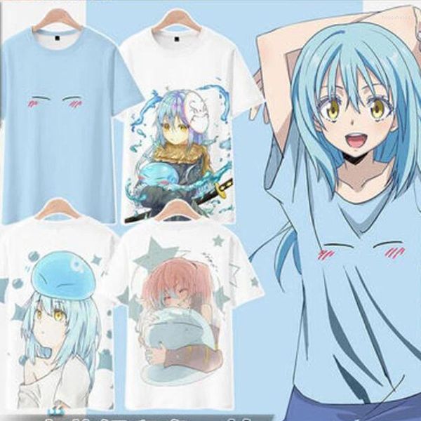 Homens camisetas Aquela vez que eu reencarnei como um Slime Rimuru Tempest 3D Imprimir Camisa Mulheres Homens Verão Manga Curta Engraçado Camiseta Gráfico Tees