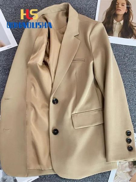 Ternos femininos 2024 primavera moda coreana pequeno terno superior casaco marrom solto tubo reto temperamento fino blazer jaqueta feminina