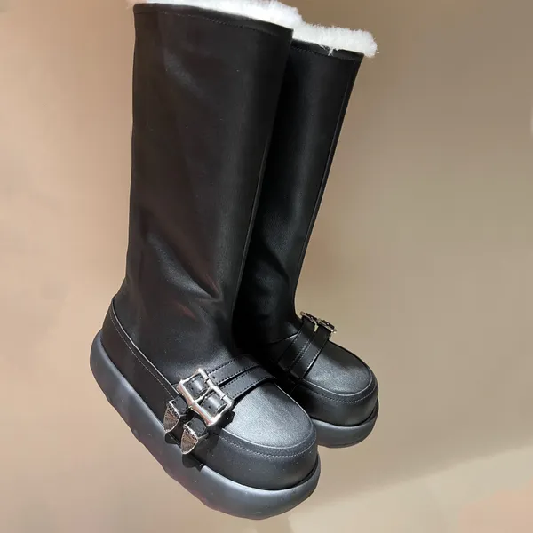 Designer-Breasted-Schneestiefel, echtes Leder, Clay-Stiefel, modische Stiefeletten, Winter, klassische Damenstiefel, Schuhe, klassische Stiefel, Designer-Kniestiefel, Martin-Damen, lang, dick