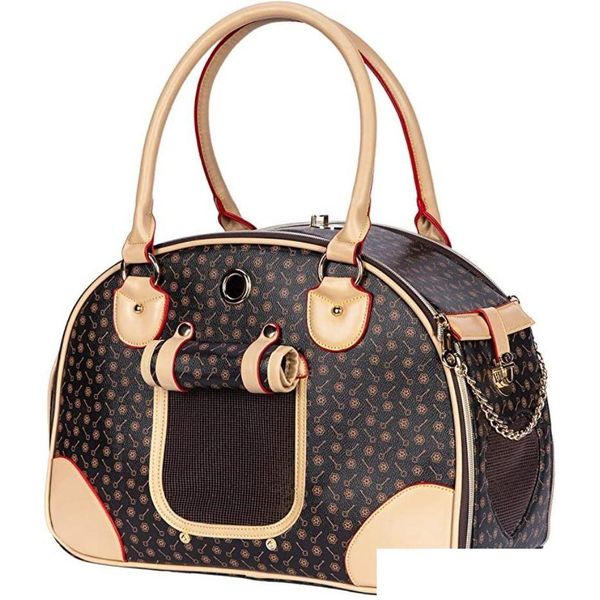 Trasportini per gatti Casse Case Trasportini per gatti Casse Case Cucciolo di lusso Borsa per cani di piccola taglia Borsa da trasporto in pelle PU premium impermeabile per Dhrjv