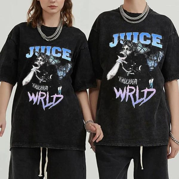 Homens camisetas Lavado T-shirt Juice WRLD Camisa Mulheres Oversized Manga Curta Vintage Moda Cool Tees Hip Hop Streetwear Unisex Tops