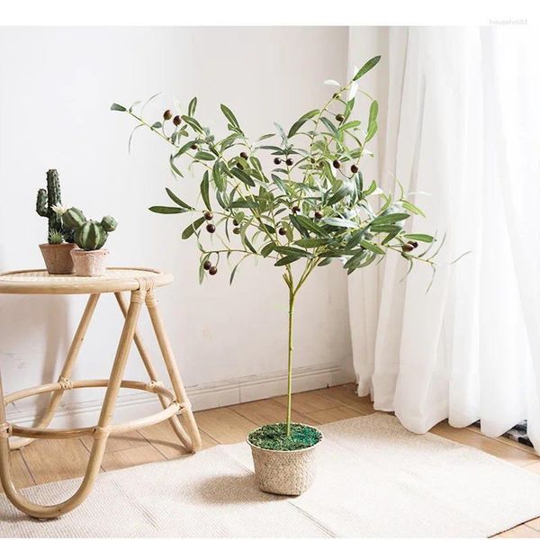 Flores decorativas grande árvore artificial folha verde ramo de oliveira fruta planta falsa casamento sala estar ao ar livre jardim decoração para casa