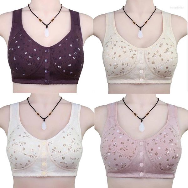 BHs Voller BH Plus Size Damen Dessous Baumwolle Drahtfreier Frontverschluss Bralette Atmungsaktive weiche Sport Nahtlose dünne Unterwäsche