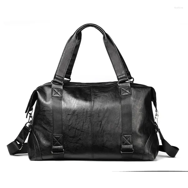 Weysfor Casual Reisetasche PU Leder Herren Handtaschen Multifunktions Große Kapazität Schwarz Herren Messenger Tote Seesäcke Seesäcke