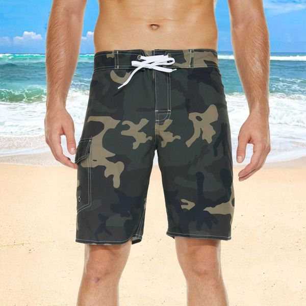 Мужские шорты Y2k, винтажный камуфляжный купальник для мужчин, молодежный молодежный купальник на шнуровке с карманами, летний Гавайский повседневный повседневный купальник
