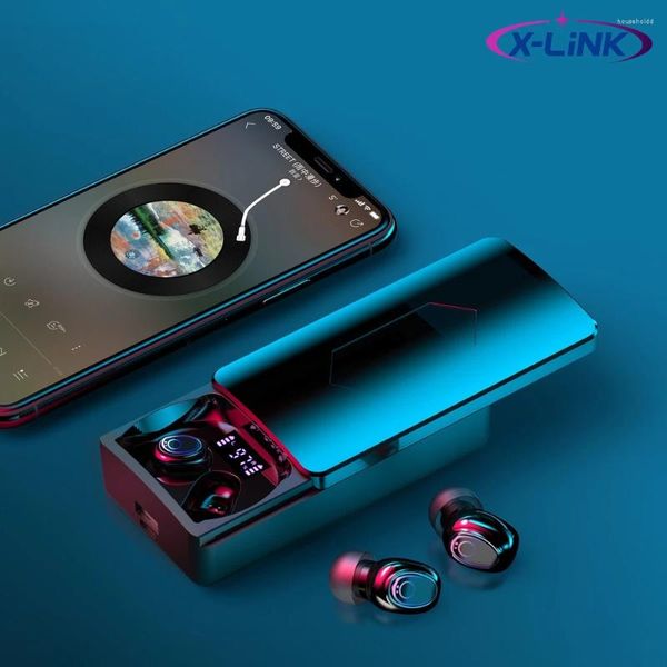 Fones de ouvido bluetooth sem fio, display led, estéreo, controle de toque, à prova d'água, microfone hd para smartphone