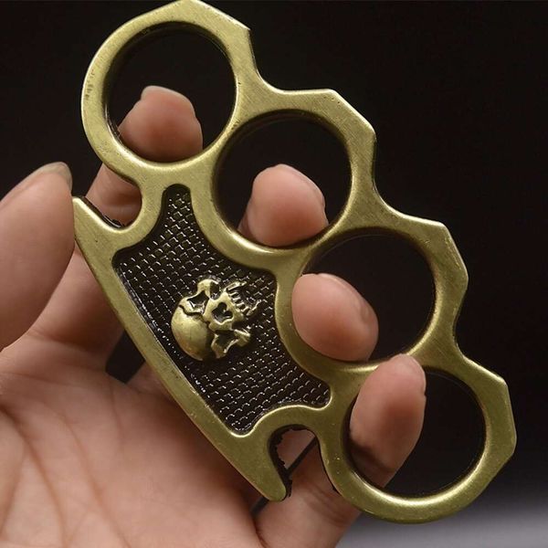 Череп голова призрак четыре пальца кольцо тигра коробки для практики боевых искусств дорожный инструмент ручная пряжка кулак E6TY