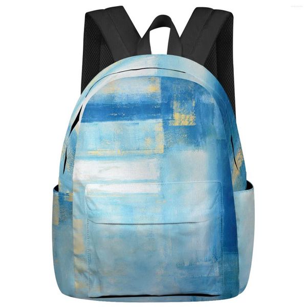 Zaino Pittura a olio astratta Blu Donna Zaini uomo Scuola da viaggio impermeabile per studenti Ragazzi Ragazze Borse per laptop Mochilas