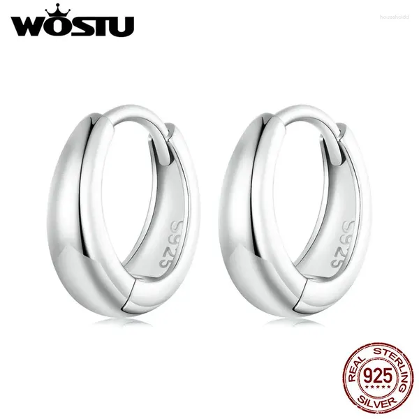 Orecchini a cerchio WOSTU Solido argento sterling 925 Euro Cerchio semplice Matrimonio per le donne Regalo pendiente quotidiano rotondo classico