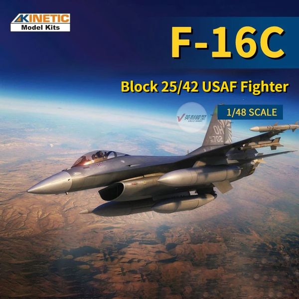 KINETIC K48102 Modelo de aeronave escala 1/48 F-16C Bloco 25/42 USAF Fighter Model Building Kits Brinquedos para modelo Hobby Collection DIY 240131