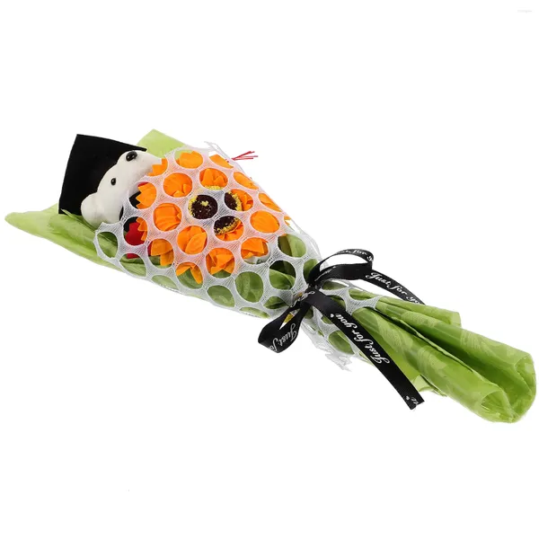 Dekorative Blumen Abschlussbär Blumenstrauß Dekor Sonnenblume Ornament Plüsch