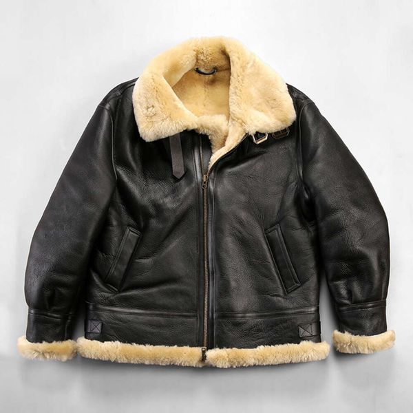 Cotone americano versione europea B3 pelle di pecora pelliccia integrata bavero da uomo più taglia grassa semplice giacca in vera pelle 78OV