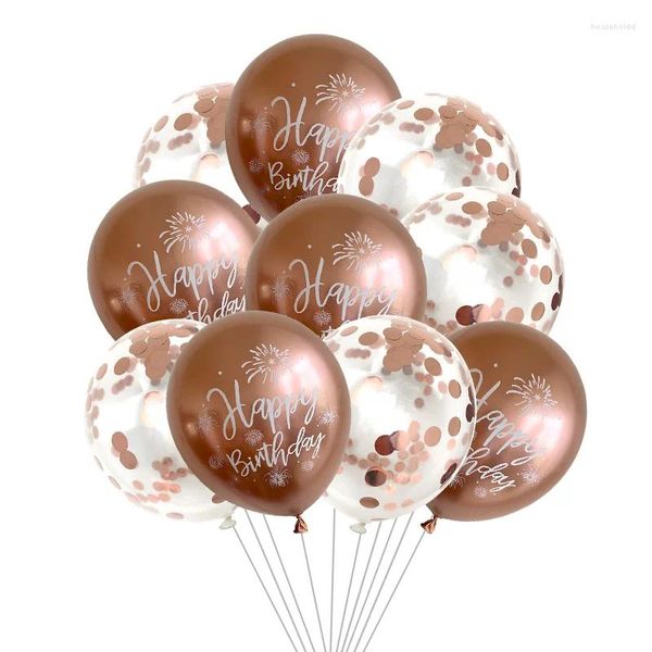 Partydekoration 10 Stück 12 Zoll Metall Happy Birthday Ballon Roségold Konfetti Chrom Luftballons für Babyparty Dekorationen