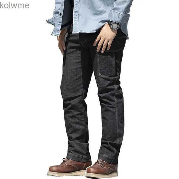 Jeans masculinos Mcikkny Mens Cargo Tactical Jeans Multi Bolsos Stretch Calças Jeans Militares para Masculino Tamanho S-XXL YQ240205