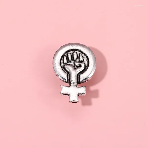 Broschen Feminismus Emaille Pins Silber Farbe Faust Weibliche Power Inspirational Revers Abzeichen Schmuck Geschenk Für Freund Großhandel