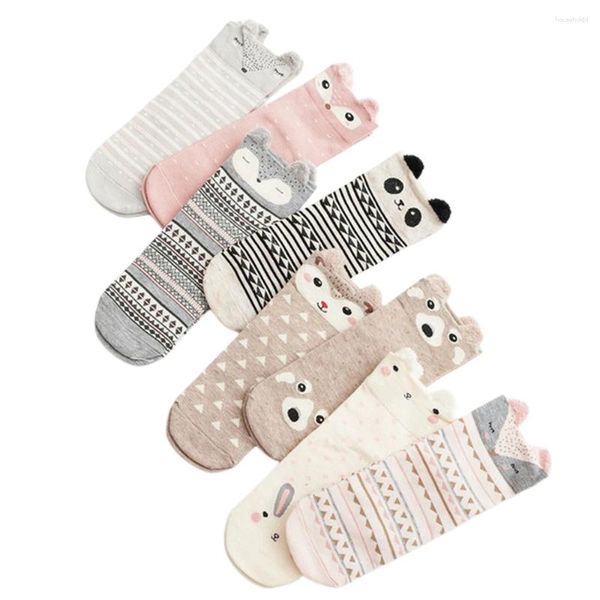 Calzini da donna 2024 Adorabile piccolo orecchio Animale del fumetto Panda Volpe Stile Harajuku Meias Calzino divertente Regali Moda Sox Vendita