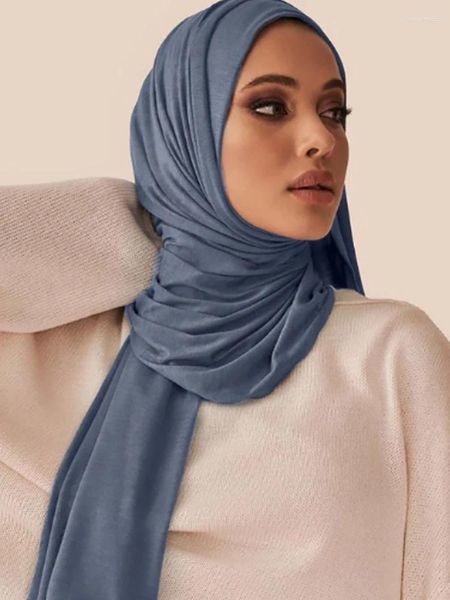 Abbigliamento etnico Premium Jersey Sciarpa Hijab Donne musulmane Velo Islamico Copricapo Scialle da donna Fascia per capelli in cotone mercerizzato