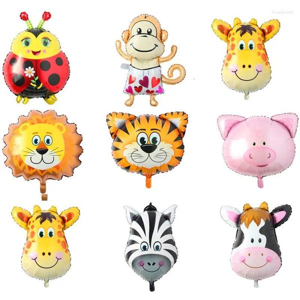 Decoração de festa 1 pc mini selva animal cabeça folha balões feliz aniversário decorações crianças balões chá de bebê globos brinquedos