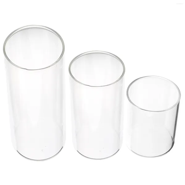 Titulares de vela 3 pcs copo de vidro cilindros pilar titular frascos claros coluna velas furacão