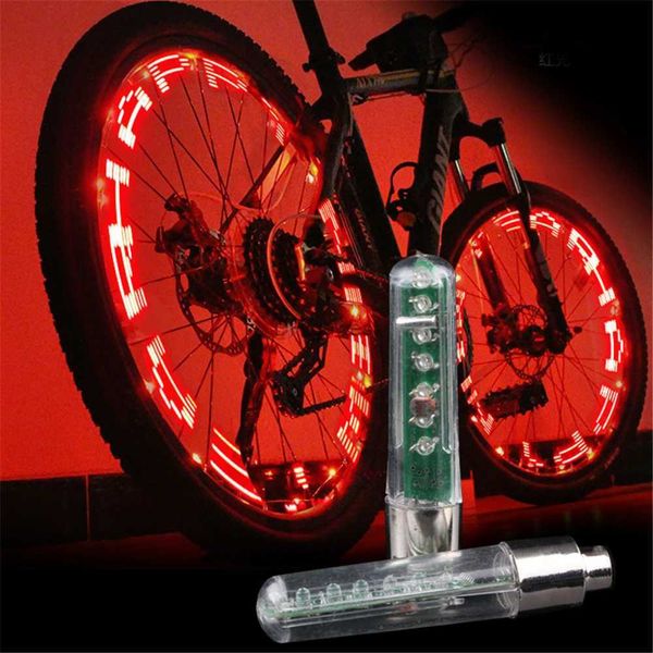 Outros acessórios de iluminação Carta tampas de válvula de pneu luz roda de bicicleta lâmpada de raio 7 cores dupla face luz LED para bicicletas motocicletas mountain bikes YQ240205