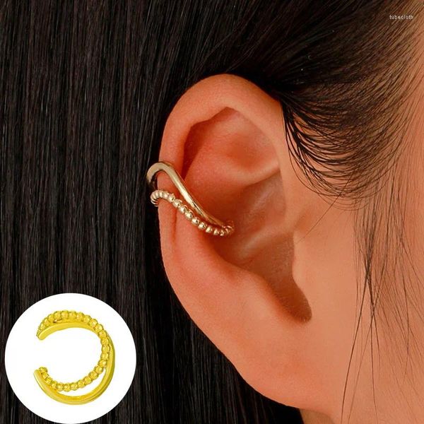 Rückseiten-Ohrringe, Vintage-Doppelschicht-Perlenkette, Manschettenwickel, zum Anklipsen, für Damen, Kletterer, Ohrknorpel, Knochenclips, gefälschter Ohrring, nicht durchdringend
