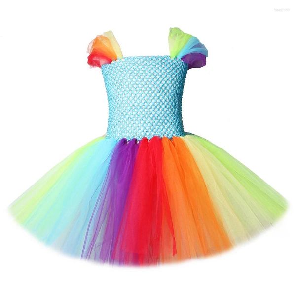 Vestidos da menina arco-íris pônei tutu vestido para a princesa pequeno cavalo cosplay trajes crianças carnaval meninas festa de aniversário vestido de baile