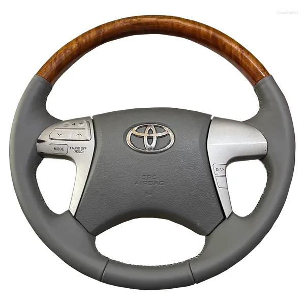 Direksiyon simidi, Toyota Camry Peach Ahşap için Özel Deri El Sizli Kapak