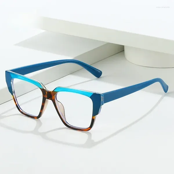 Sonnenbrille, Vollrahmen, Anti-Blaulicht-Brille, groß, flach, neutral, ermüdungsfrei, mit Kunststoff-Finish für Damen