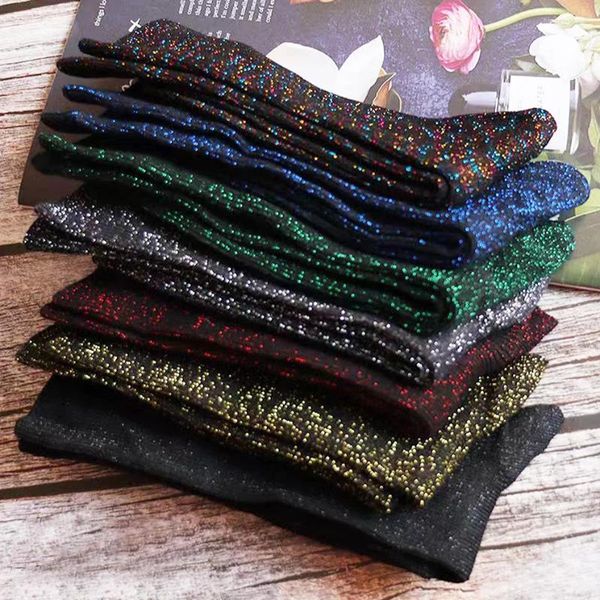 Frauen Socken Helle Seide Glitter Mode Pailletten Winter Filigrane Strümpfe Sexy Weibliche Dessous Harajuku Shiny Lose