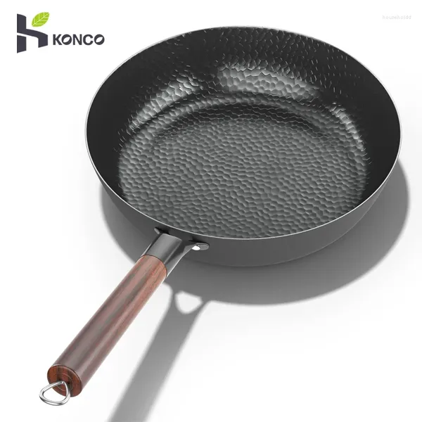 Panelas 28cm Ferro Wok Home Pan Frigideira Frigideira Antiaderente Ovo Omelete Bife Aquecimento Rápido Chef Cozinhar Panelas