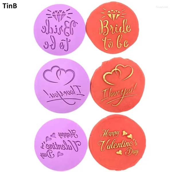 Backen Formen Fondant Stempel Braut Zu Werden Kunststoff Cookie Embosser Cutter Kuchen Form Werkzeuge DIY Valentinstag Liebe Form Werkzeug