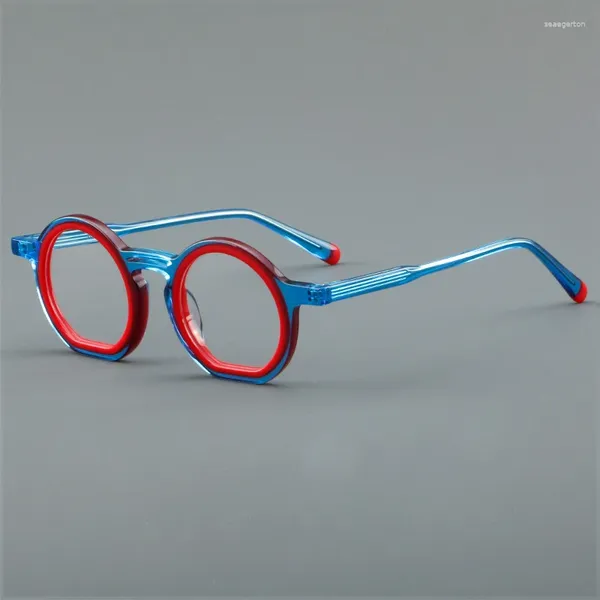 Óculos de sol quadros colorido design de moda redondo acetato óculos quadro artesanal personalidade homens mulheres prescrição miopia óptica retro