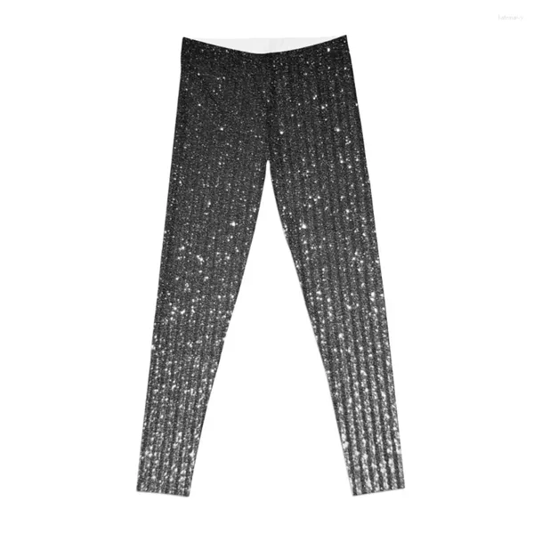 Pantaloni attivi Tonalità argento Glitter Scintillii Texture Pografia Leggings Sport Legging Camicie sportive Pantaloncini da allenamento in palestra Donna