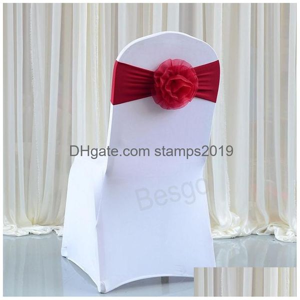 Coprisedie Matrimonio Er Fasce Fascia con fiori Matrimoni Elasticità Sedie Ers El Banchetto Festa di compleanno Decorazione dello schienale Bh5987 Dhtsu