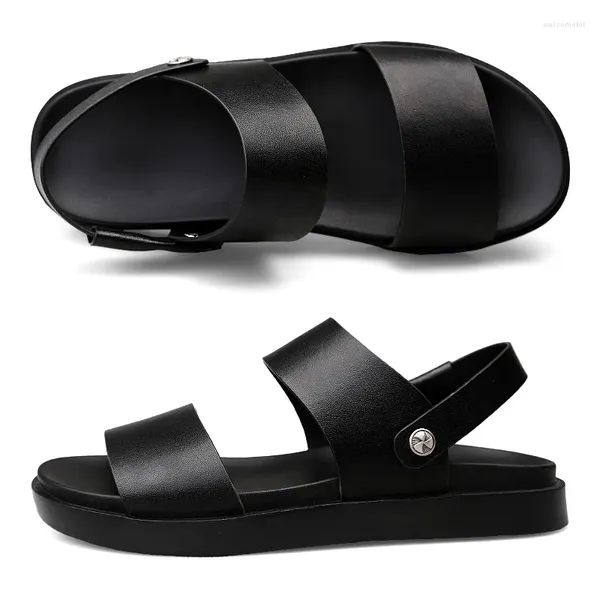 Sandalen Sommer männer Echtes Leder Luxus Strand Männer Outdoor Herren Schuhe Atmungsaktive Männliche Hausschuhe Casual Schuhe